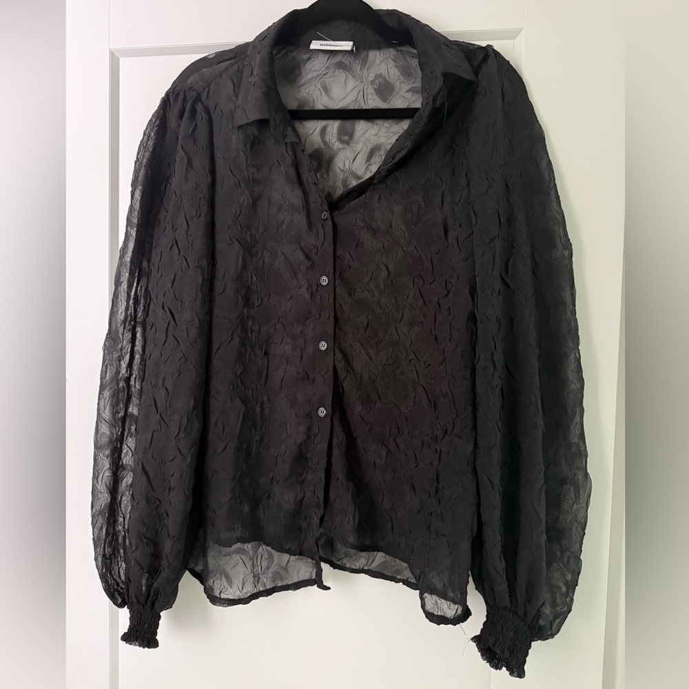 Minimum Black Sheer Button Down Shirt